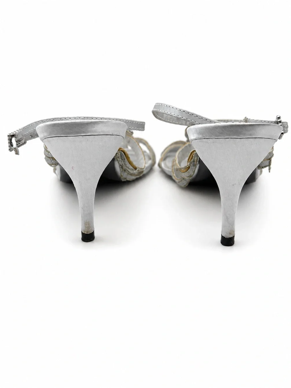M by Marinelli Silver Rhinestone Strappy Heels – Women’s Size 7.5